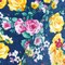 Nile Blue-Yellow-Multi Floral Printed Polyester Georgette Woven Fabric By the Yard